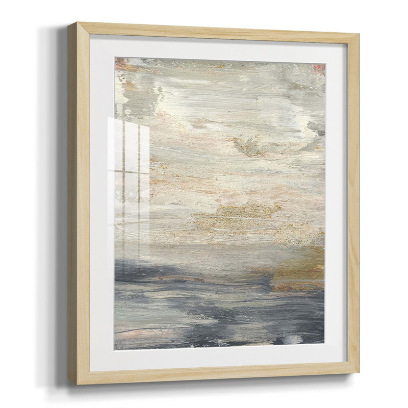 Serein I, reproduction d'art encadrée, Papier avec cadre naturel, Blanc