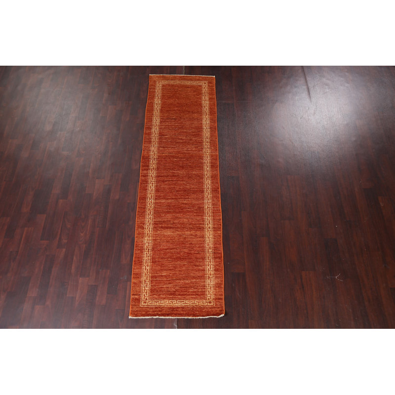 Bordered Gabbeh Kashkoli Runner Rug 3x9