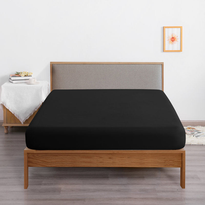 Fitted Bed Sheet Only, 1800 Brushed Microfiber Deep Pocket Fitted Sheet - NTBAY, Black, Twin XL Fitted Sheet