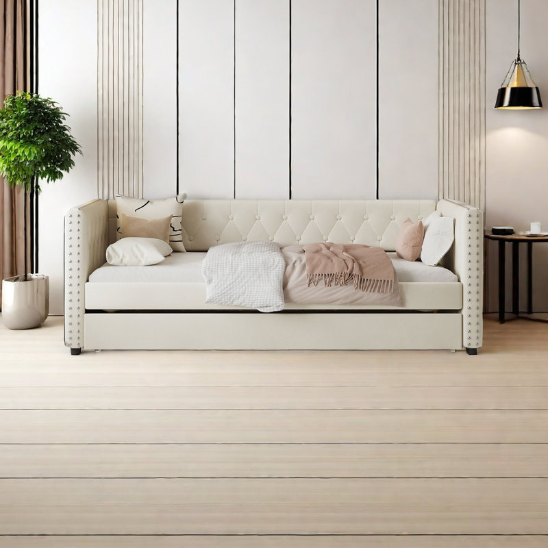 Lit de jour avec couchette Heisser, Beige