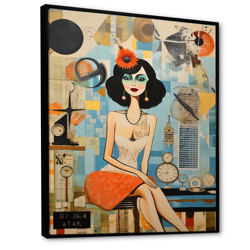 Debany Mid Century Retro Rhythms II - impression, H 20 po x l 12 po x P 1 po, Cadre flottant noir