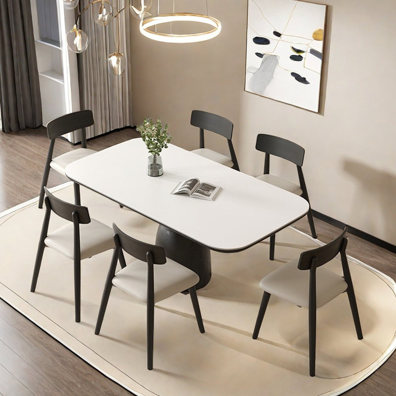 Simple home rectangular dining table set, 29.5"H x 63"L x 35.4"W