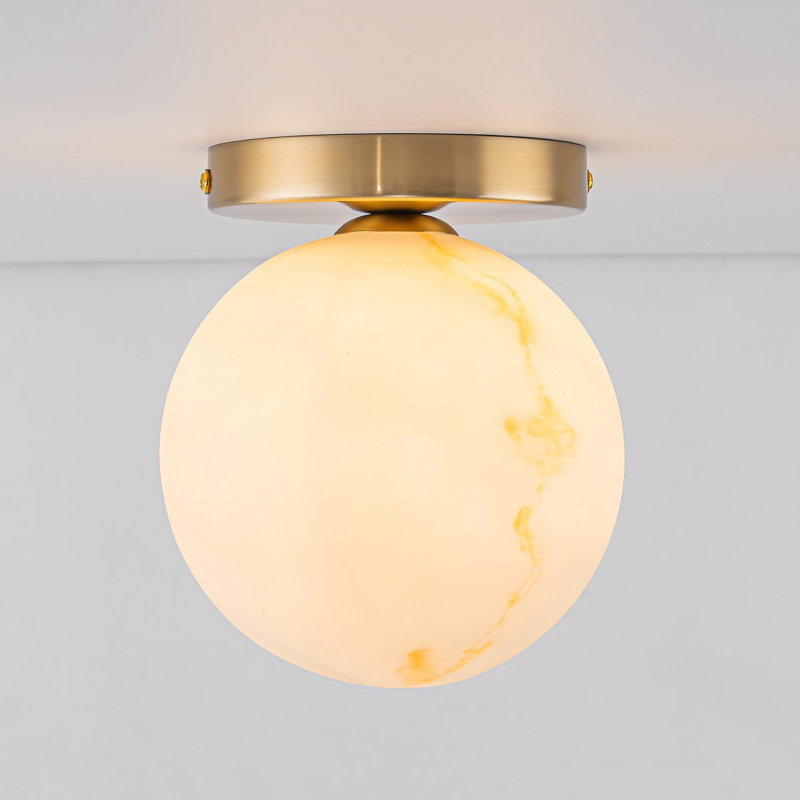 Plafonnier semi-encastré 1 lumière avec verre albâtre
