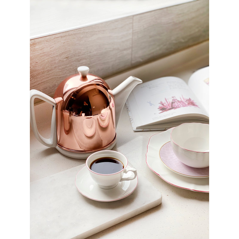 Amelie Bone China Rice Bowl, White/Pink