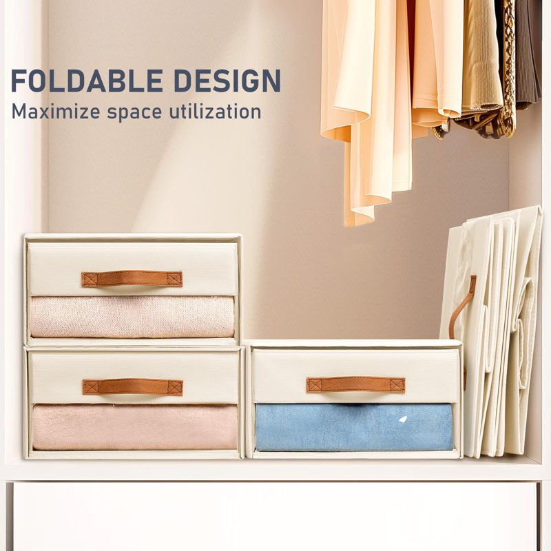 Closet Organizer And Storage, Fabric Box With Drawers, With Transparent Windows, Stackable Storage Drawers For Bedroom, Living Room,(Beige/4 Pack)
