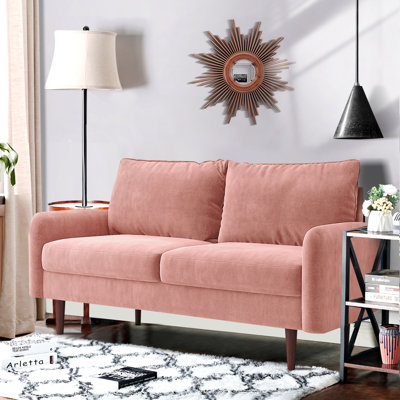 Everly Quinn Hessville Sofa 56" Velvet Round Arm Loveseat