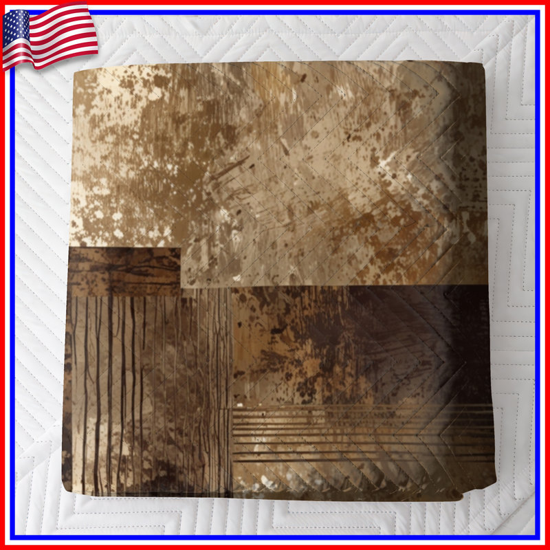 Abstract Earth Tones Quilted Bedspread All Sizes, Full / Double