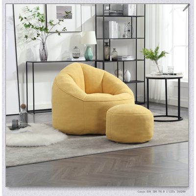 High-Pressure Foam Bean Bag Sofa Chair With Padded Footrest For Ultimate Comfort And Versatility In Any Room