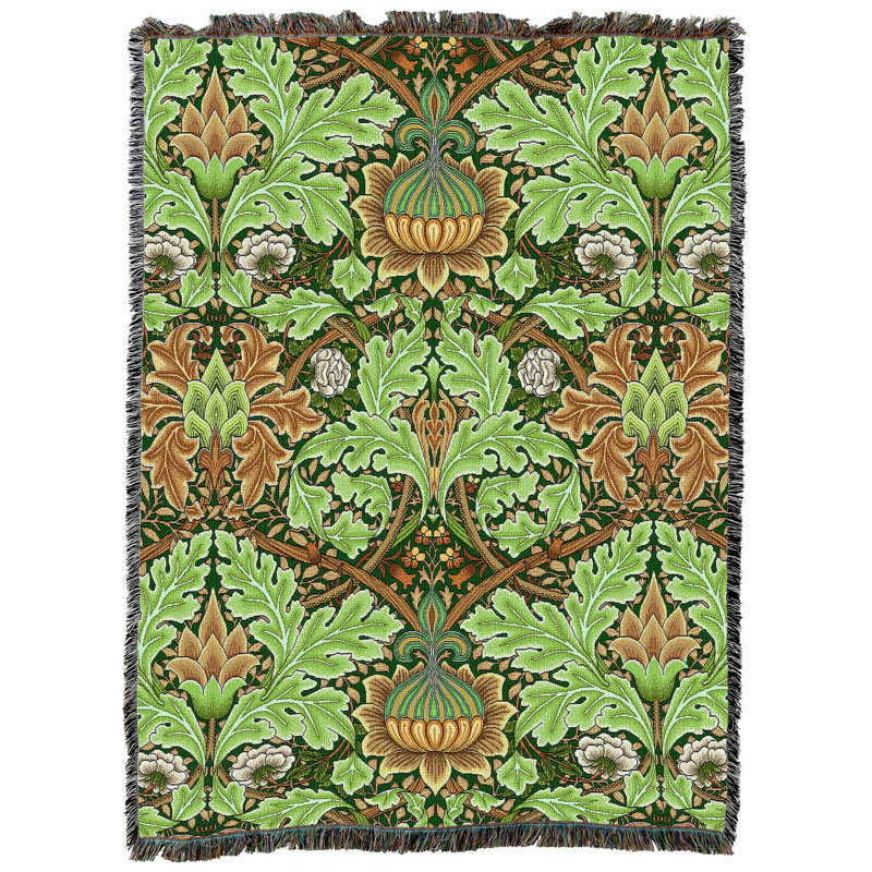 Couverture Pure Country Weavers William Morris St James Sherwood - Arts & Crafts - Jeté en tapisserie tissée en coton - Fabriqué aux États-Unis (72x54)