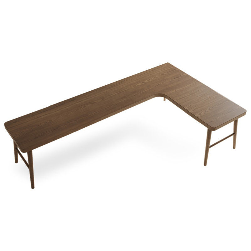 Bureau en bois massif en L noyer clair, 29.53" H x 86.61" W x 55.12" D, Retour à droite