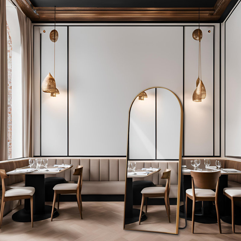Aluminium Arch Mirror, 180 cm H x 76 cm W, Gold