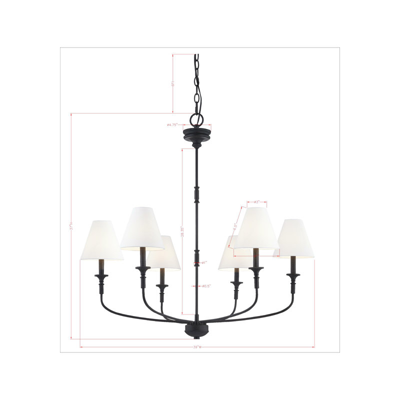 Lustre classique / traditionnel à 6 lumières de style bougie Adayre