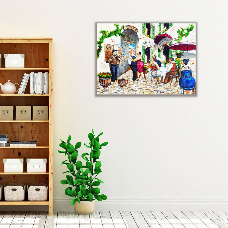 «Corner Cafe at Cafe da Vinci», reproduction d'art sur toile, H 18 po x l 24 po