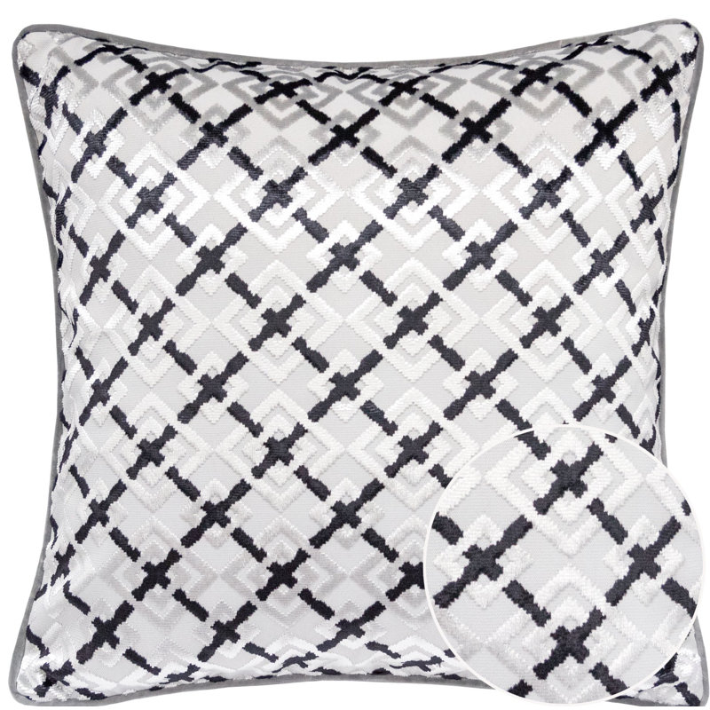 Leshi Indoor/Outdoor Throw Pillow, Silver/Black