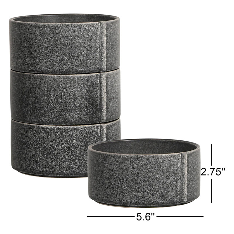 Stone Lain Bao 4-Piece Bowl Set Stoneware, Black