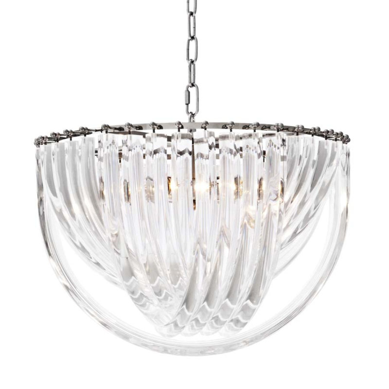 Murano 4 - Light Chandelier, Clear, Nickel
