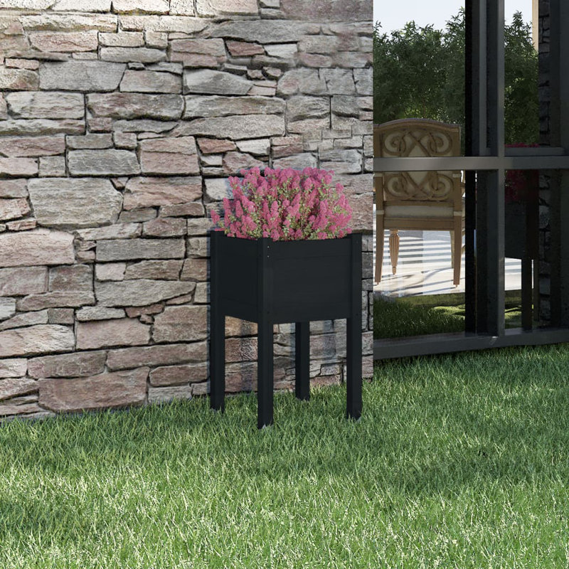 Alasha Wood Planter Box, Black, 70cm H x 40cm W x 40cm D