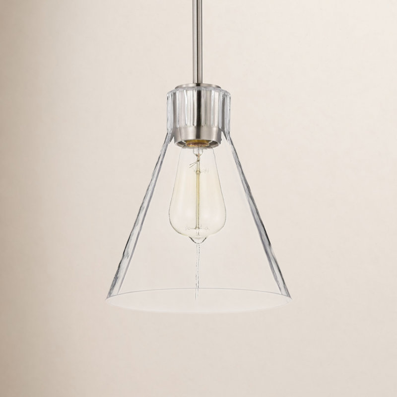 Anine Gianna - 1 Light Pendant  - Clear Glass, Brushed Nickel, 9.5" H x 8" W x 8" D