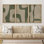 "Abstrait géométrique vert et beige, illustrations, art moderne, décor boho relax zen nordique" - 3 pièces