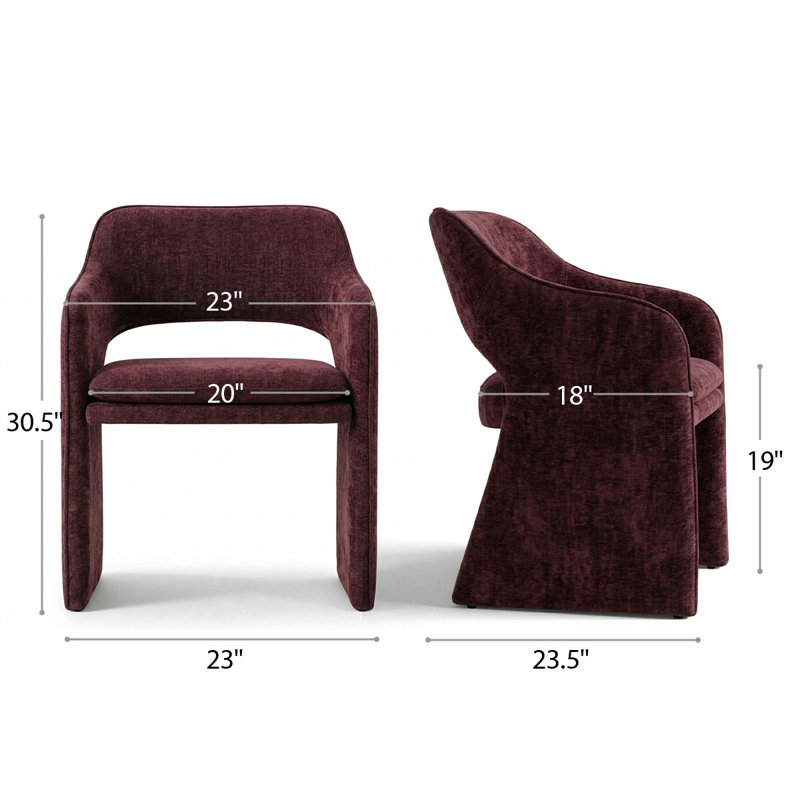 19" Seat Height Upholstered Fabric Dining Armchair, Wine