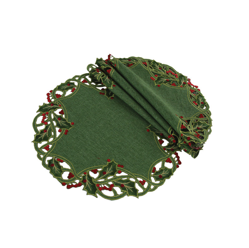 Napperon nappe brodé holly Hounslow, L 12 po x l 12 po, Vert