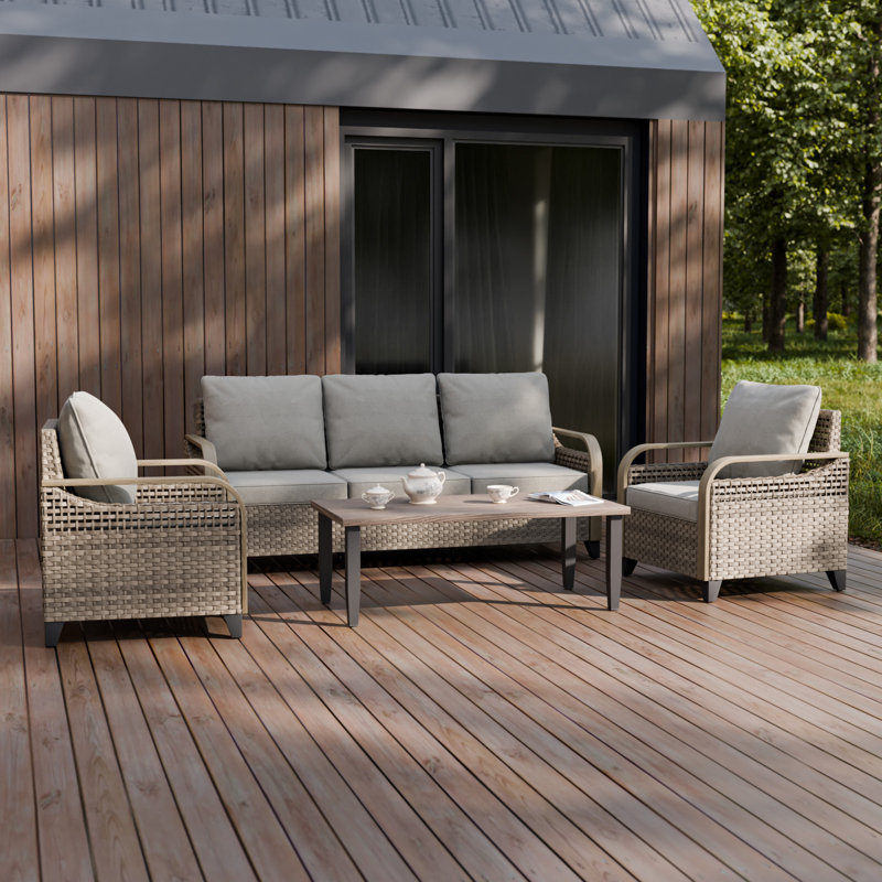 5 - Person Modular Patio Conversation Set with Cushions, Gray