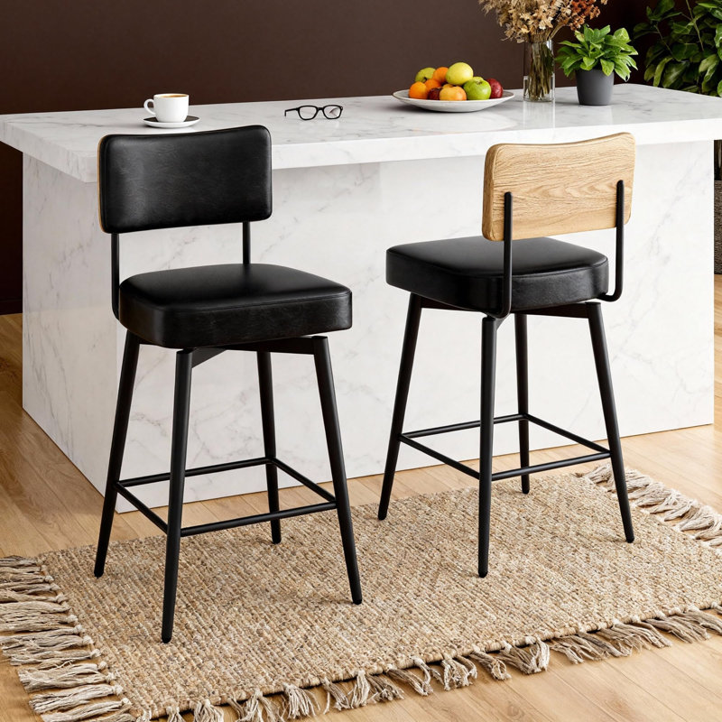 Swivel Yes Bar Stool, Black / Black