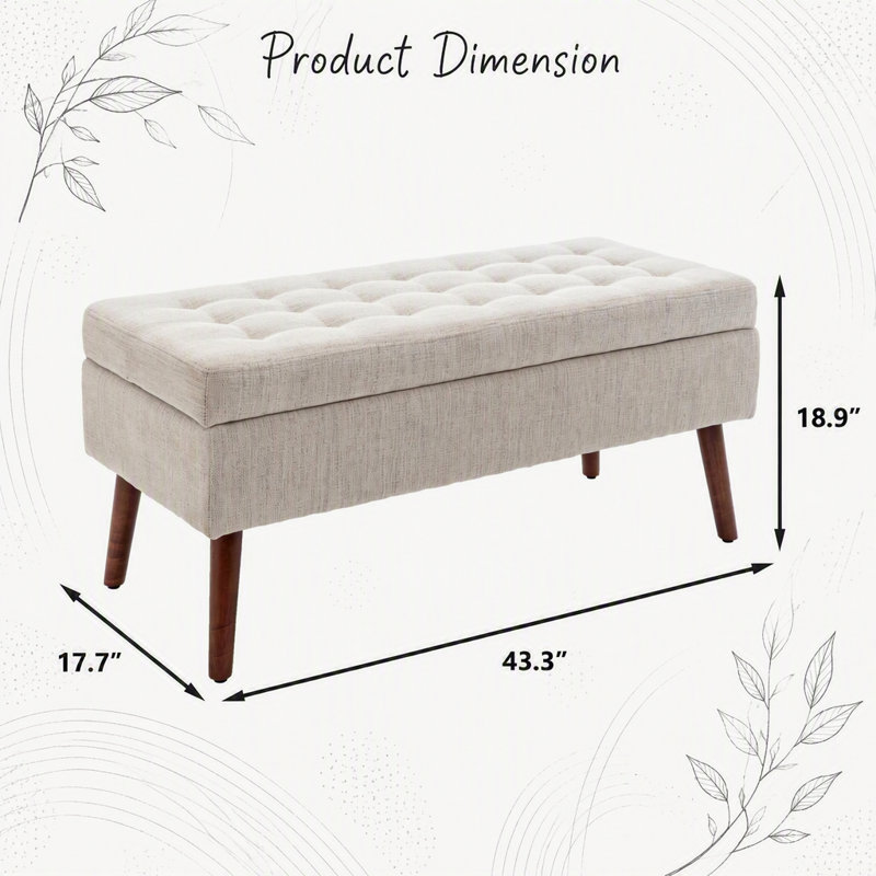 Banc de rangement avec banc de rangement pour chambre à coucher, Beige Linen