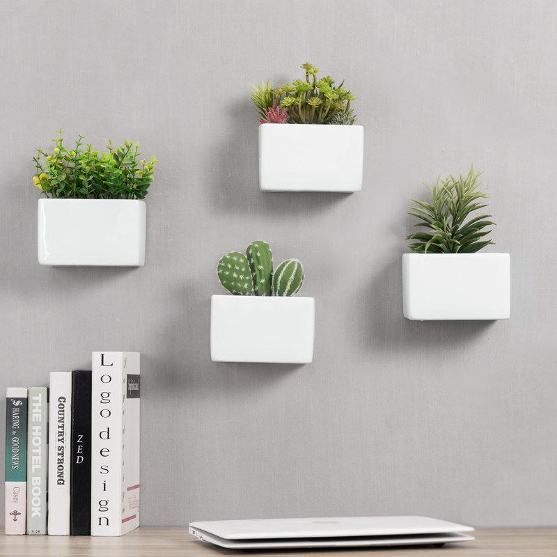 Ensemble de pots à fleurs muraux en céramique 4 pièces