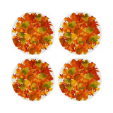 Fallen Leaves Vegan Leather Round Pebble Placemat