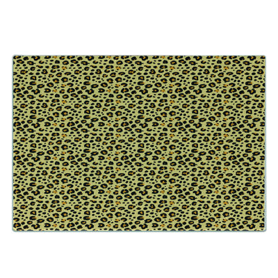 Ambesonne Yellow Brown Tempered Glass Cutting Board Leopard Animal Print Pastel Yellow Dark Mauve