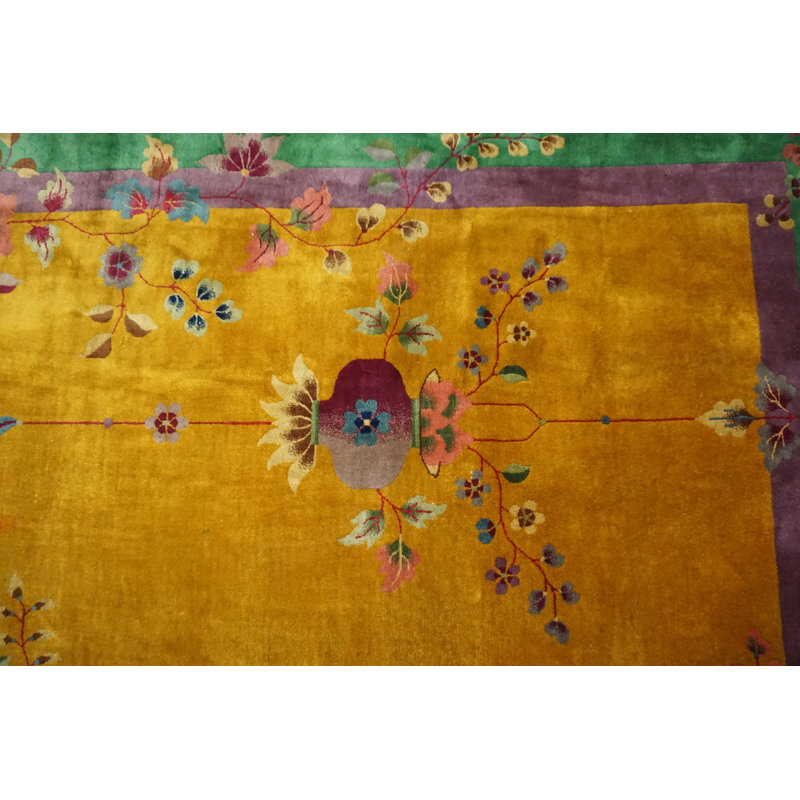 Tapis noué Art déco antique et grand chinois