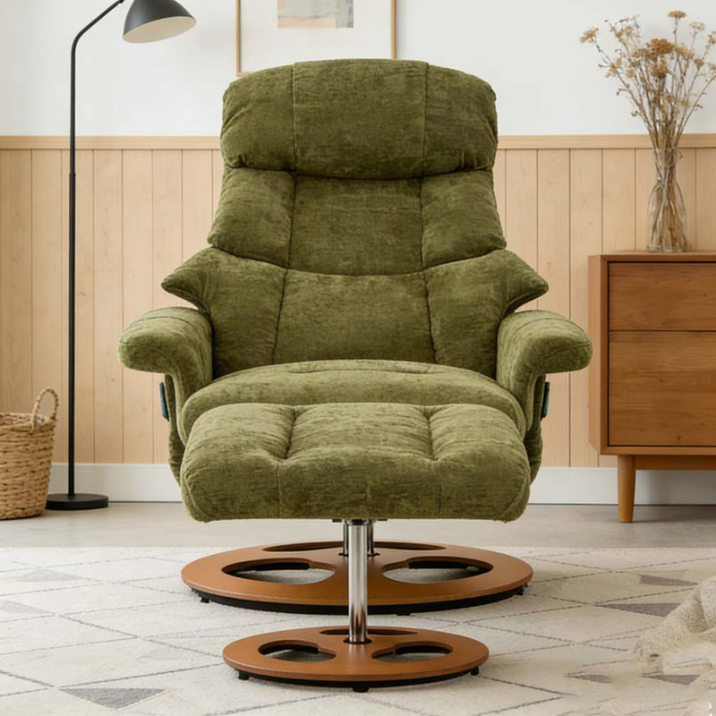 Ergonomic Recliner Chair with Ottoman, Green