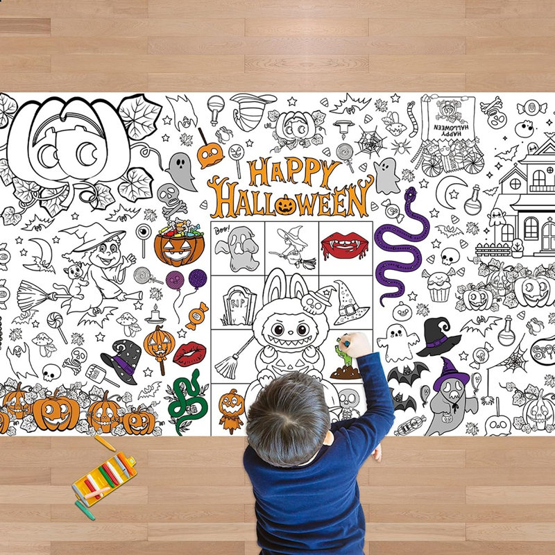 Nappe d'Halloween en papier à colorier géant