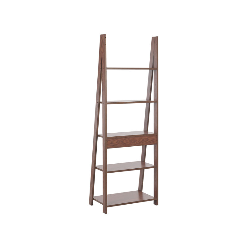 Georgios 175cm H x 62cm W Ladder Bookcase, Dark Wood