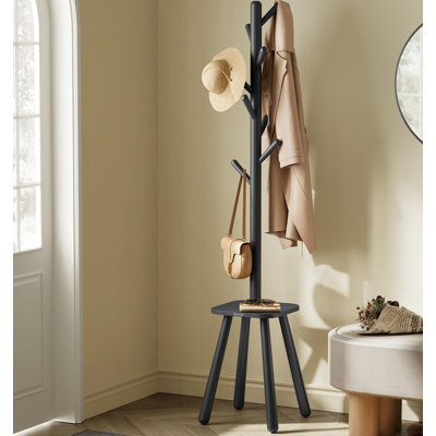 Coat Rack with 8 Hooks and Storage Shelf