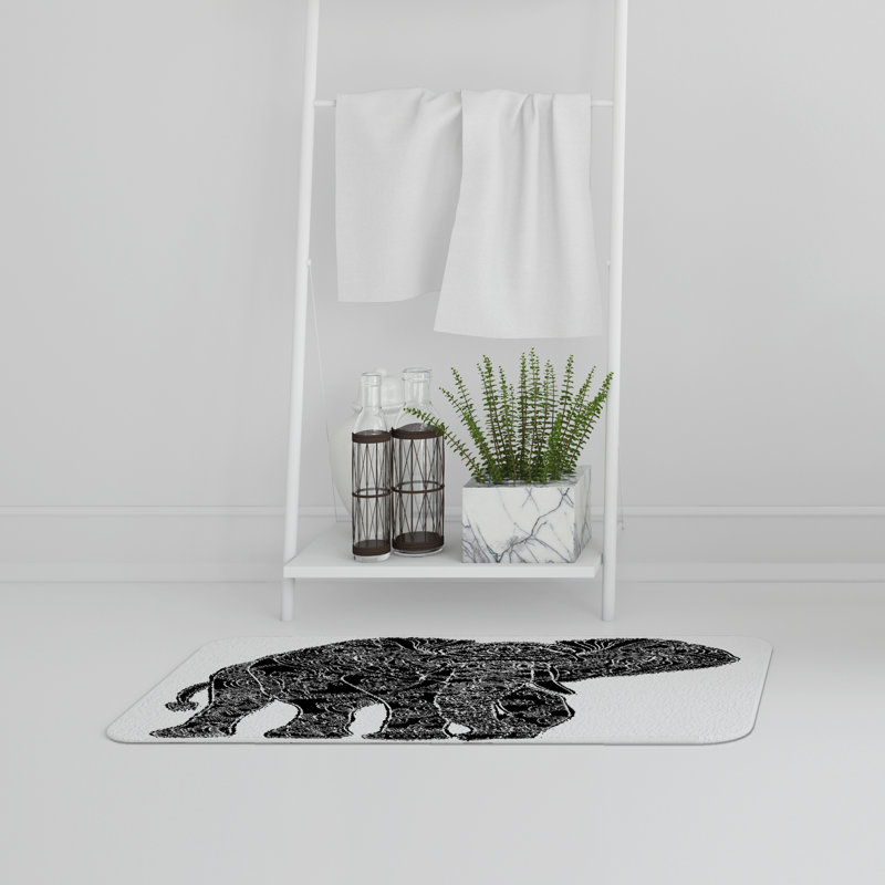 Akila Memory Foam Non-Slip Bath Rug, Renaissance Elephant