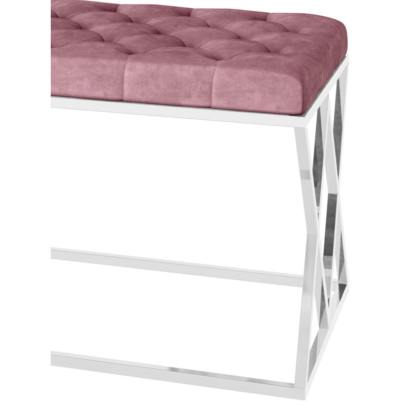 Arsim Velvet Upholstered Bench, Pink