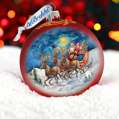 Santa Sleigh Limited Edition Mercury Glass Christmas Ornament by G. Debrekht