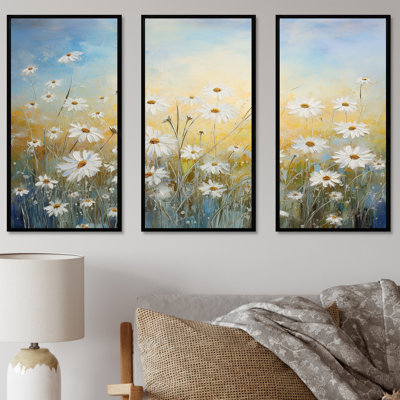 Daisy Dreamscape Flowers Field III - Flower Field Canvas Art Set