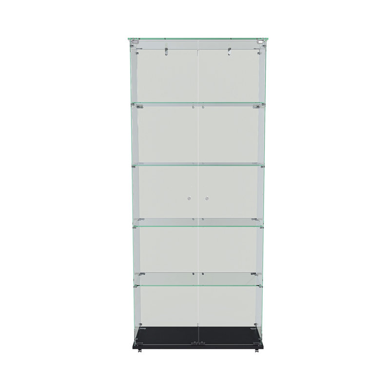 Vitrine à 5 niveaux en verre avec 5 modes DEL dynamiques, portes doubles et tablettes fixes pour un accès facile, vitrine au sol pour le bureau à domicile ou la présentation de magasin