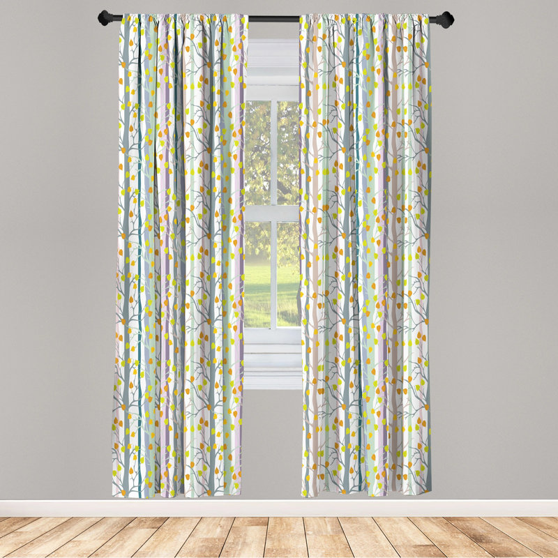 Autumn Floral Semi-Sheer Rod Pocket Curtain Panels, 28" x 63"