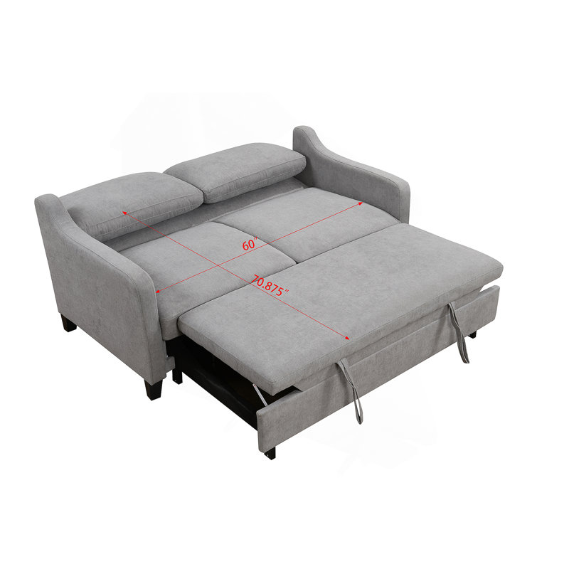 Canapé-lit convertible grand lit 69 po 3 en 1, canapé-lit futon moderne en tissu avec lit escamotable