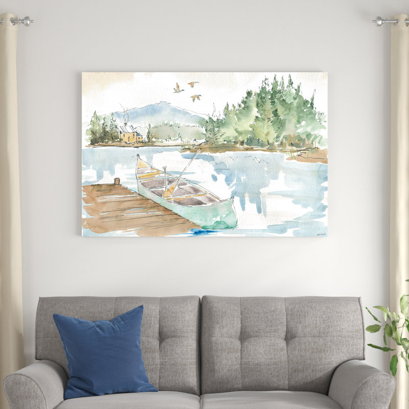 Lakehouse I, 32" H x 48" W, Walnut, Framed Print with Mat