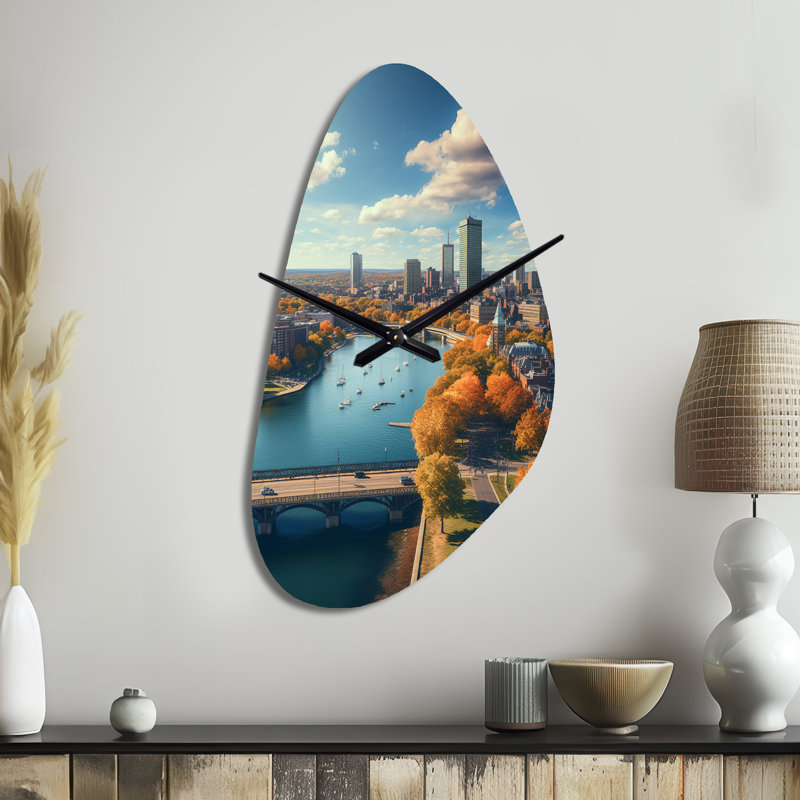 Belle horloge murale Boston Cityscape Spot II - Boston, Moyenne