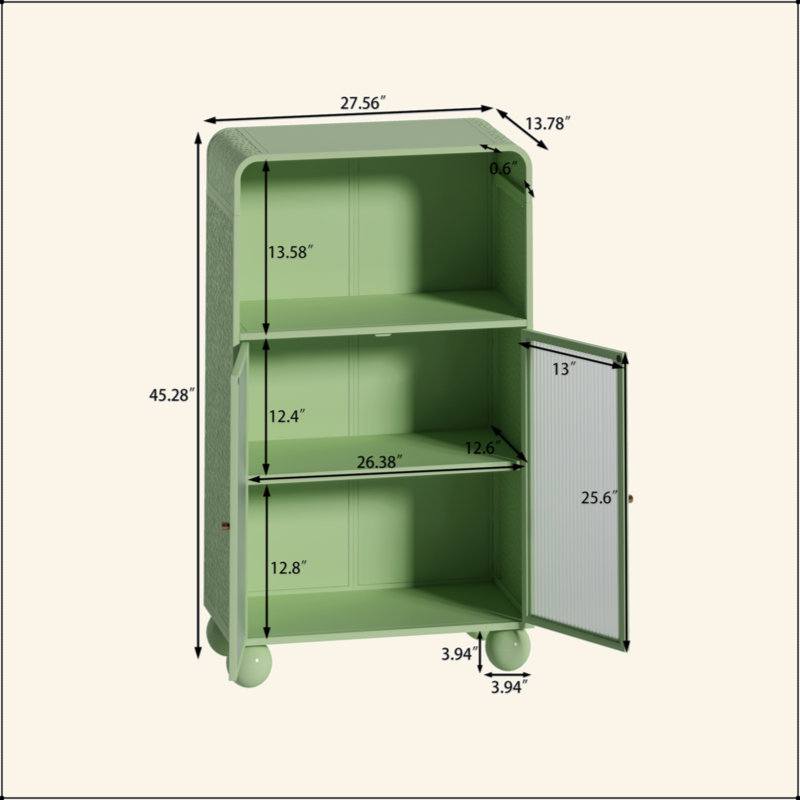 45.28" H Storage Cabinet, Bathroom Floor Cabinet With Glass Door And Shelves,  Freestanding Display Storage Cabinet For Bathroom, Living Room, Kitchen, Home Office