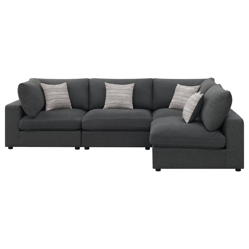 Canapé modulaire rembourré avec coussins réversibles, Tissu gris anthracite