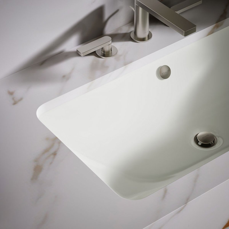 Iron Plains®Trough Rectangle Dual Mount Bathroom Sink with Overflow, Sea Salt