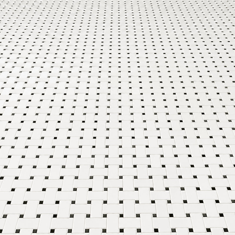 Mosaïques Tuxedo Blanc Tissage en vannerie, Blanc natté