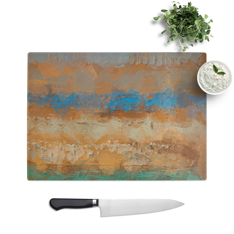 Tempered Glass Taking It Easy Chopping Board, 39 cm W x 28.5 cm L
